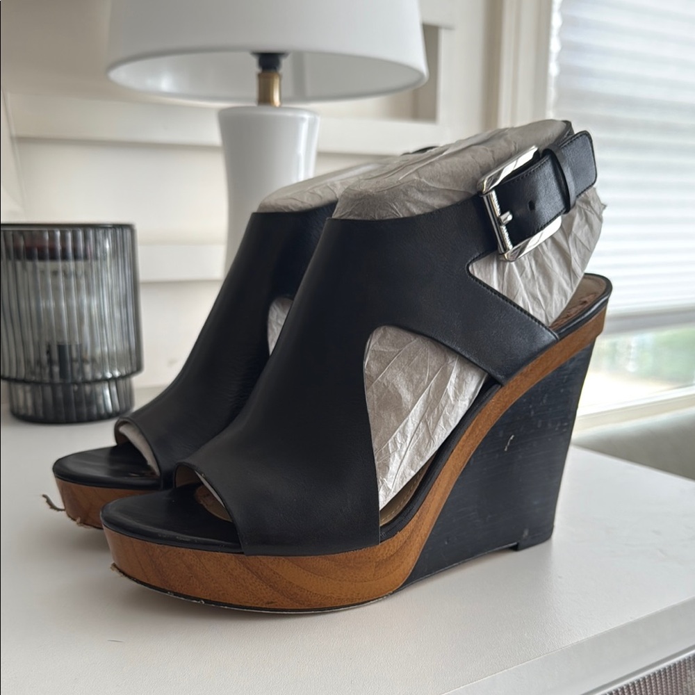 MK Black Wedge Sandals